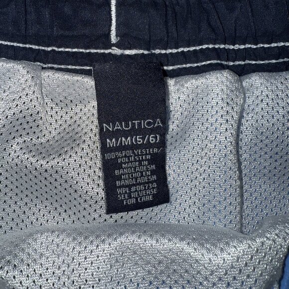 Nautica Boys Medium 5/6 Swim Trunks - Two Tone Blue - Drawstring - Picture 2 of 7